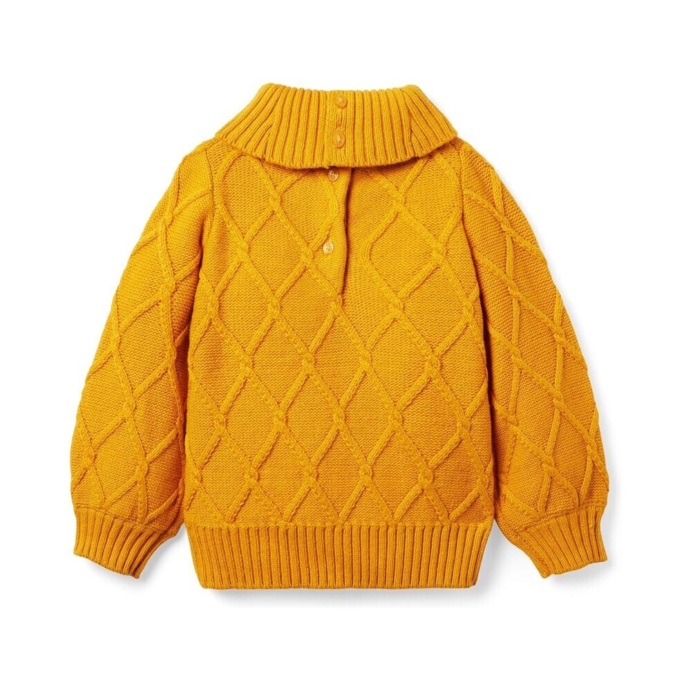 Janie and Jack Sweater Girls 8 Yellow Cable-knit Turtleneck Pullover Cozy RED542